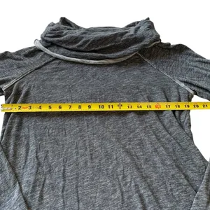 FP Beach Free People Cowl Neck Pullover Women L Gray Slub Knit Boho Gorpcore thumbnail 5