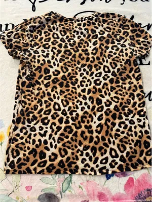 PINK short-sleeve t-shirt with a classic leopard print Size M thumbnail 2