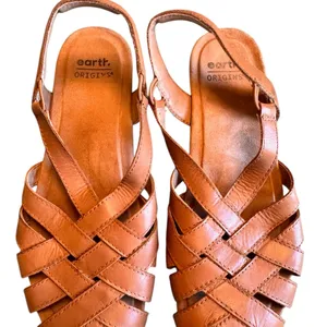 Earth Origins Berri Fisherman Slingback Sandals Tan Leather Comfort Est Size 9 thumbnail 6