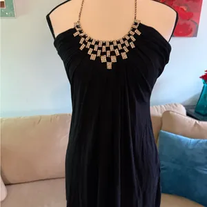 ELA Black Rhinestone Neck Halter Top Shirt Women Size M Medium thumbnail 2