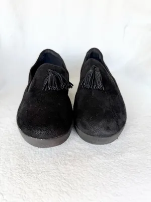 FitFlop Superskate Tassel Loafers Size size 10 Black Slip On Comfort Suede thumbnail 2