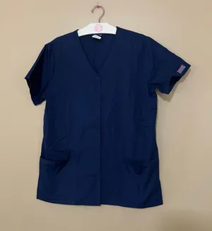Cherokee Workwear Blue Button Up Scrub Top Size XS Womans thumbnail 1