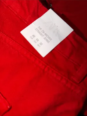 NWT ZARA ZW COLLECTION MID-RISE STRAIGHT LEG JEANS Red US -10 thumbnail 11