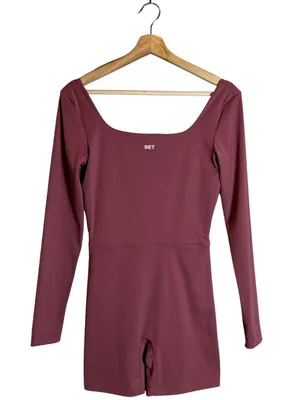 Set Active Sportbody Long Sleeve Shortysuit Romper Women's Medium Canyon Red Gym thumbnail 4