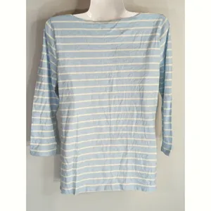 J. Crew Factory‎ Womens Blue & White White Striped Cotton Knit Top Size XS thumbnail 4