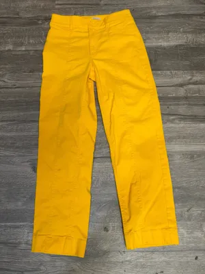 LOFT High Rise Straight Pants Size 2 Golden Yellow Stretch thumbnail 3