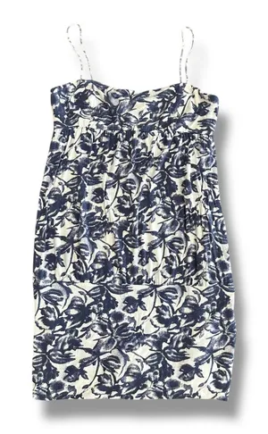 Lisli New York Blue White Floral Print Mini‎ Dress Spaghetti Strap Size M thumbnail 1