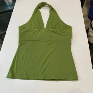 Bisou Bisou M 2pc Halter Top Bundle Y2K Beaded Brown Green thumbnail 6