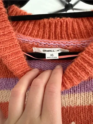 O'Neill Striped Crewneck Sweater in Orange, Lavender & Blue thumbnail 4