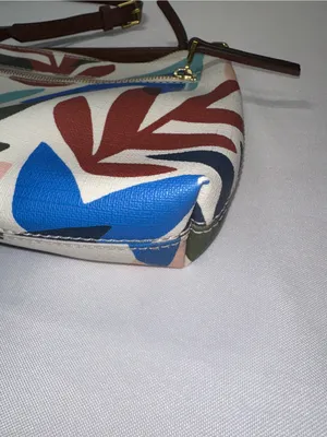 Fossil Fiona Crossbody Bag Abstract Leaf Floral Print Coated Canvas Purse thumbnail 14