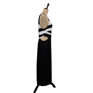 Lauren Ralph Lauren Black White Stripe Cut-Out wedding guest Maxi Dress Size 14 thumbnail 4