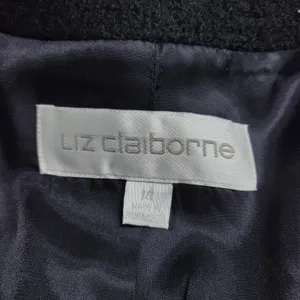 Liz Claiborne Womens Pea Coat 14 Black Wool Double Breasted Outerwear Winter thumbnail 11