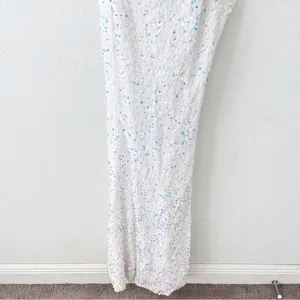 Sophia Thomas White Sequin Open Back Cut Out Prom Bridal Glam Maxi Gown Dress thumbnail 6