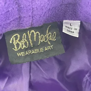 Bob Mackie Wearable Art Purple Fleece Embroidered‎ Paisley Jacket Womens Large L thumbnail 5