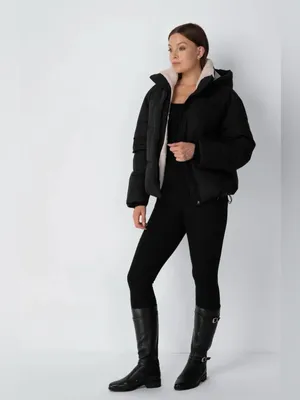 PUFFIT Women's Black Hooded Puffer Jacket - Cozy Short Winter Coat thumbnail 2