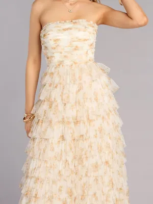 Windsor Milena Floral Mesh Ruffle A-Line Gown Dress thumbnail 5
