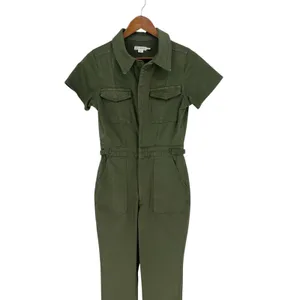 Good American Fit For Success Denim Jumpsuit Olive Utility Straight Leg Size S thumbnail 6