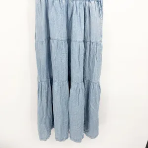 Jane + Delancey Womens Chambray Lyocell Smocked Waist Boho Tiered Midi Dress XL thumbnail 5