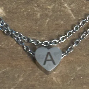 Stainless steel double chain heart shaped letter A anklet thumbnail 5