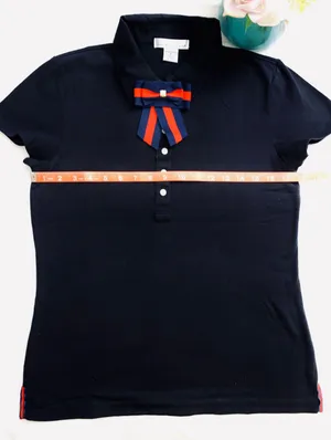 Womens Polo Shirt W/Bow Tie Black thumbnail 5
