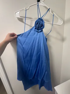 Abercrombie satin rosette halter mini dress thumbnail 2