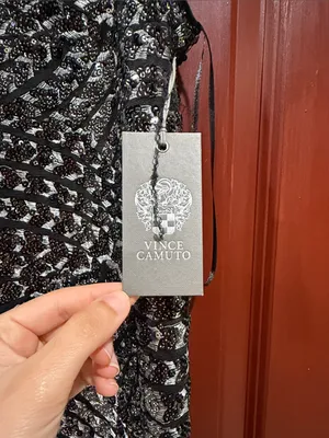 Vince Camuto Black Sequin Mini Slip Dress with Silver Accents thumbnail 4