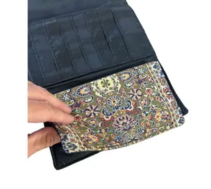 Tapestry pattered trifold wallet with matching checkbook cover thumbnail 4