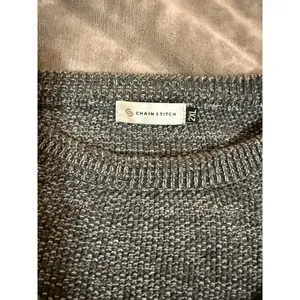 Chain Stitch Size 2XL Women Green Grey Crew Neck Sweater‎ Long Sleeve Causal thumbnail 3