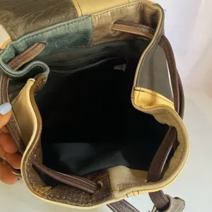 Vintage Mexican Leather Cowhide Hair-On Hide Backpack Patchwork Artisan Mini Bag thumbnail 11