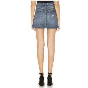 Free People We The Free Denim A-Line Mini Skirt‎ in Dark Denim Size 26 thumbnail 2