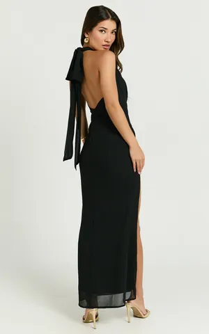 New Showpo Nikki Maxi Dress Halter Thigh Split Wrap Dress MSRP $149 thumbnail 3