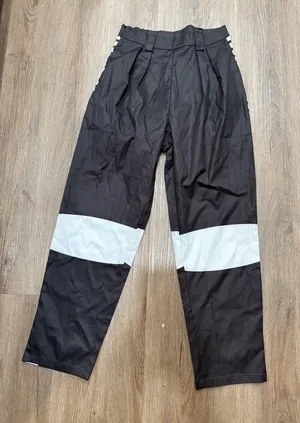 Uoozee Pants Womens Medium Black White Striped Straight‎ Leg NEW thumbnail 1
