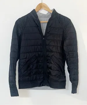 Lululemon puffer reversible black heather gray bomb bomber primaloft jacket thumbnail 1
