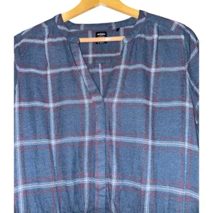 Prana Loop to Pines Organic Cotton Flannel Dress Blue Womens‎ Sz S Relaxed Plaid thumbnail 3