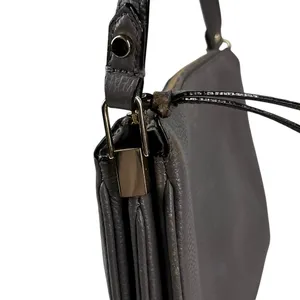 Kate Spade Leila Triple Gusset Gray Leather Crossbody Purse thumbnail 6
