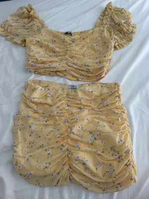 Two Piece Floral Set Yellow thumbnail 1