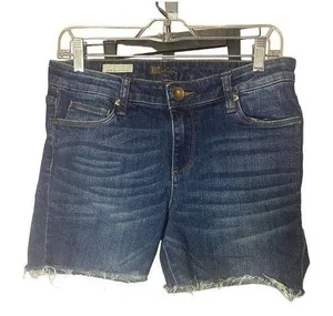 Kut From The Kloth Jean Shorts 8 Med Wash Cutoff Whiskered Mid Rise Cotton Denim thumbnail 1