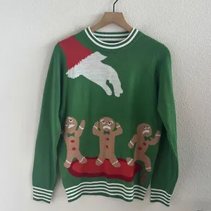 Tipsy Elves Gingerbread Men Being Eaten Holiday Ugly Christmas Sweater Graphic S thumbnail 1