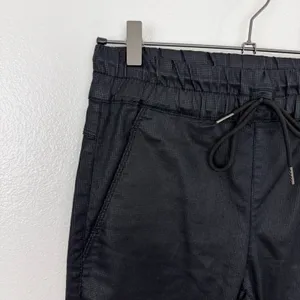 Flog Shely Pants Womens 25 Black Grid Drawstring Waist Pockets Made in Israel thumbnail 4