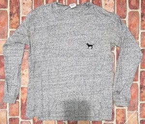 PINK - Victoria's Secret Pre-Owned Campus Tee Long Sleeve Gray 86 Plaid Size M thumbnail 1