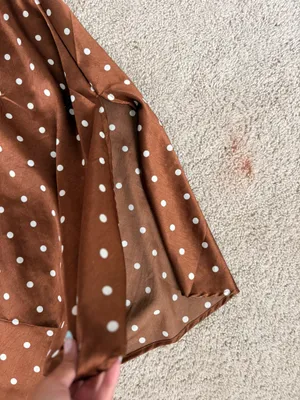 brown polka dot silk dress thumbnail 3
