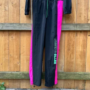 ASOS Collusion Brand Ski Style Indoor/outdoor Jumpsuit size‎ 10 black pink retro thumbnail 4