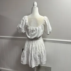 Lulus Sunny Day Feeling Tiered Puff Short Sleeve Mini Dress White Small NEW thumbnail 14