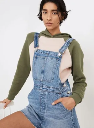 Madewell Adirondack Short Denim Overalls Benham Wash Size Small thumbnail 1
