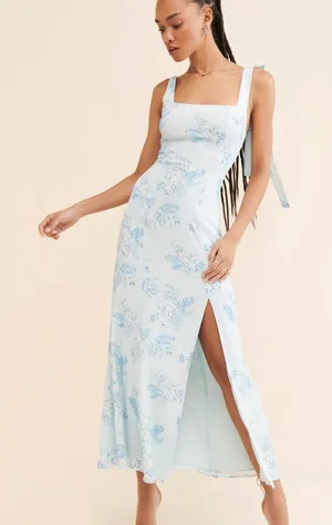 Anthropologie Awaylee Tie Strap Maxi Dress Romantic Event Wedding Guest Vacation Size S Boho thumbnail 1