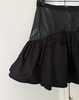 Anthropologie Avec Les Filles Faux-Leather Ruffled Mini Skirt, Size 10 thumbnail 8