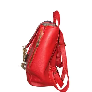 Red faux leather backpack bag thumbnail 5