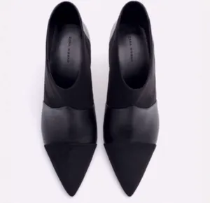 Zara Stiletto Black Suede and Leather Ankle Boots thumbnail 4