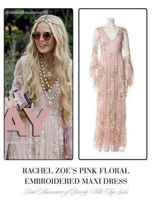 LoveShackFancy 0 XS Gown BRIXTON Long Dress Pink sheer Rachael Zoe RHBH Applique thumbnail 2