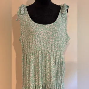 EUC Haptics by Holly Harper Mint Green & White Floral Tie Babydoll dress size 1X thumbnail 2